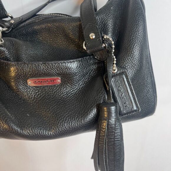 Coach Black Leather Avery Boston Barrel Crossbody HandBag Satchel Purse - Picture 6 of 16